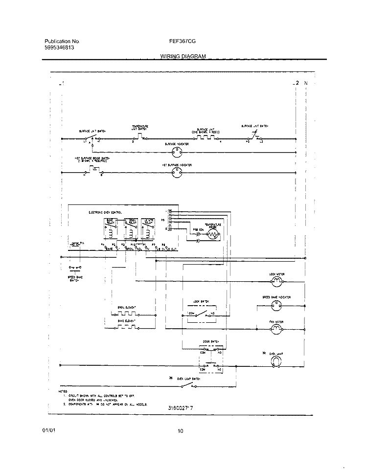 WIRING DIAGRAM Diagram and Parts List for FEF367CGSE  Frigidaire Range