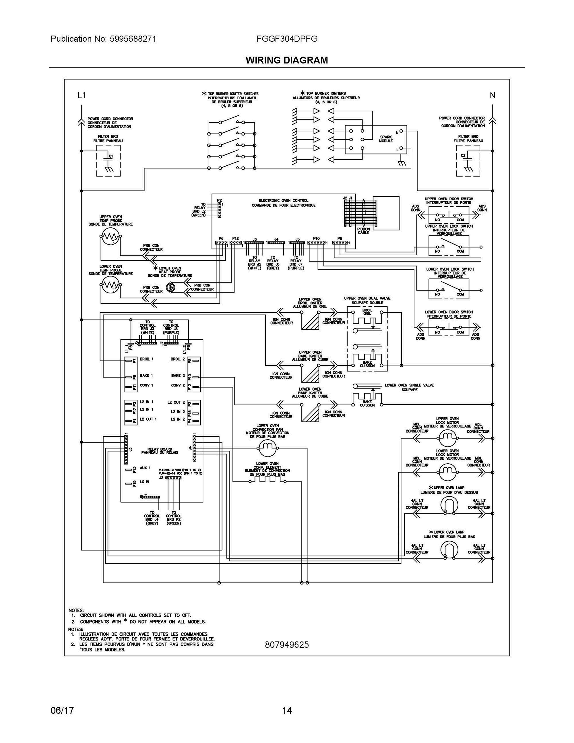 07 - WIRING DIAGRAM Diagram and Parts List for FGGF304DPFG  Frigidaire Range