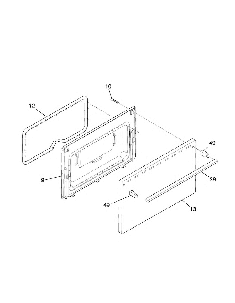 Door Diagram and Parts List for FPF311PHWA  Frigidaire Range
