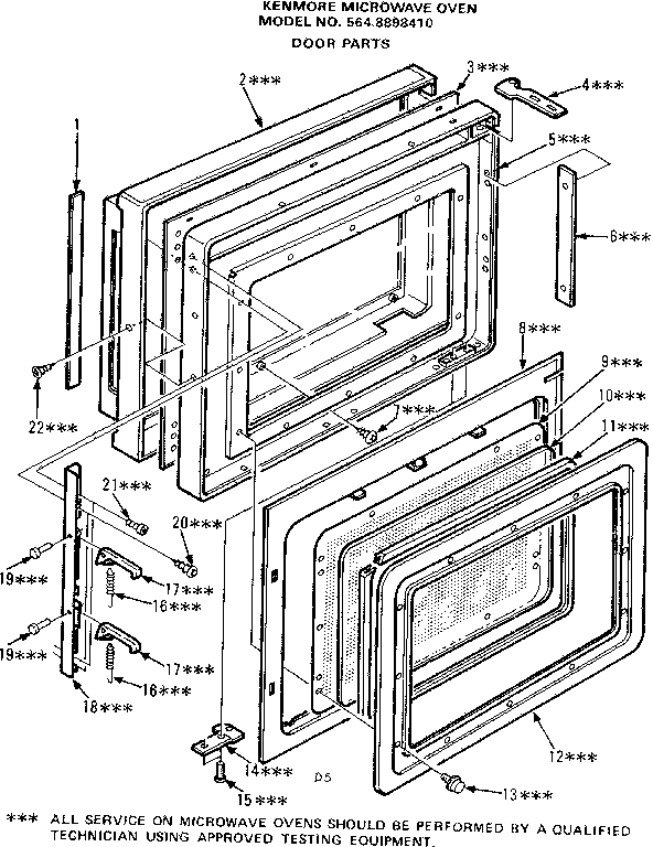 Door Parts Diagram and Parts List for 5648898410  Kenmore Microwave