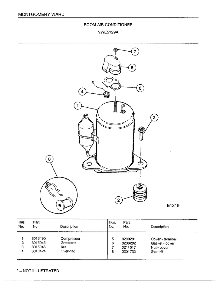 Room Air Conditioner Page 6 Diagram and Parts List for 5129A  Frigidaire Air Conditioner