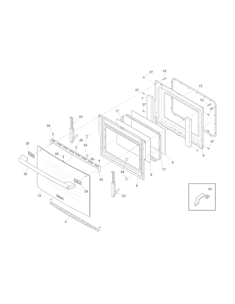 Door Diagram and Parts List for EI30ES55LWB  Electrolux Range