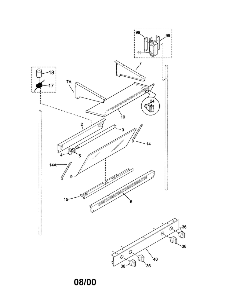 Splasher/light Diagram and Parts List for TGO336BGD2  Tappan Range