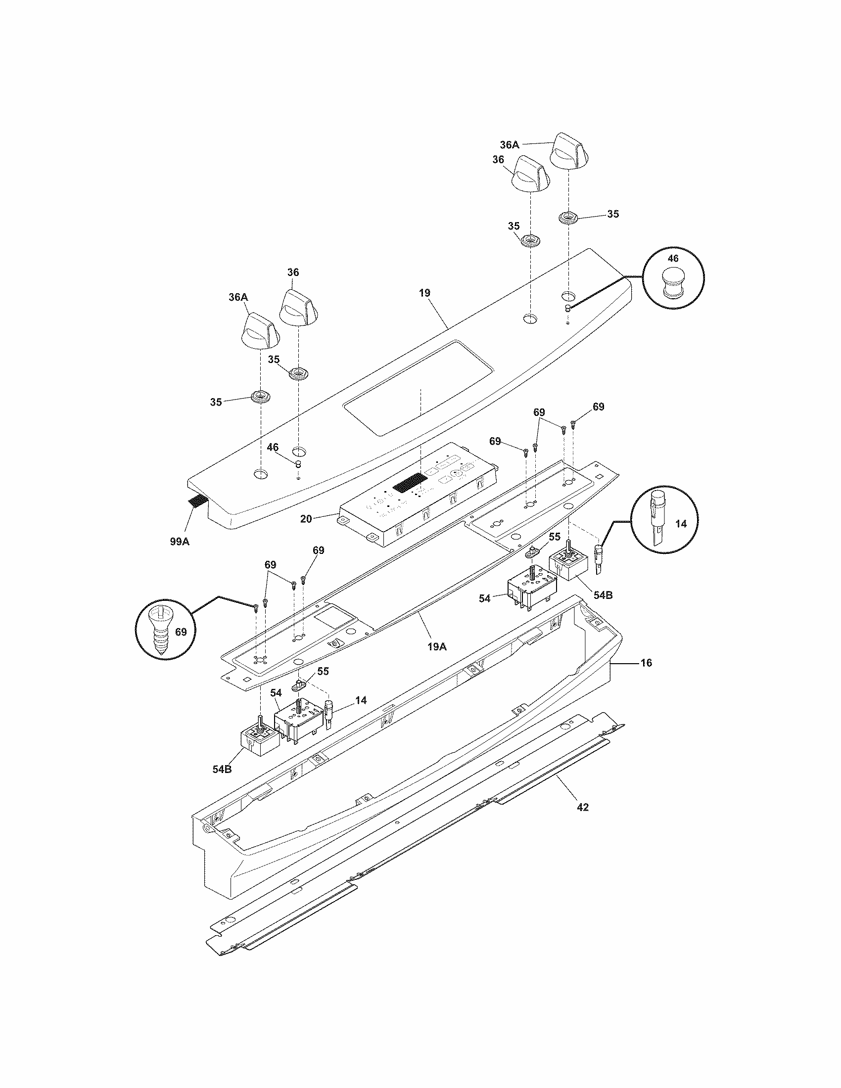 Backguard Diagram and Parts List for 79045592903  Kenmore Range
