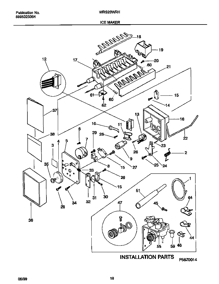 ICE MAKER Diagram and Parts List for WRS20WRHD0  Frigidaire Refrigerator