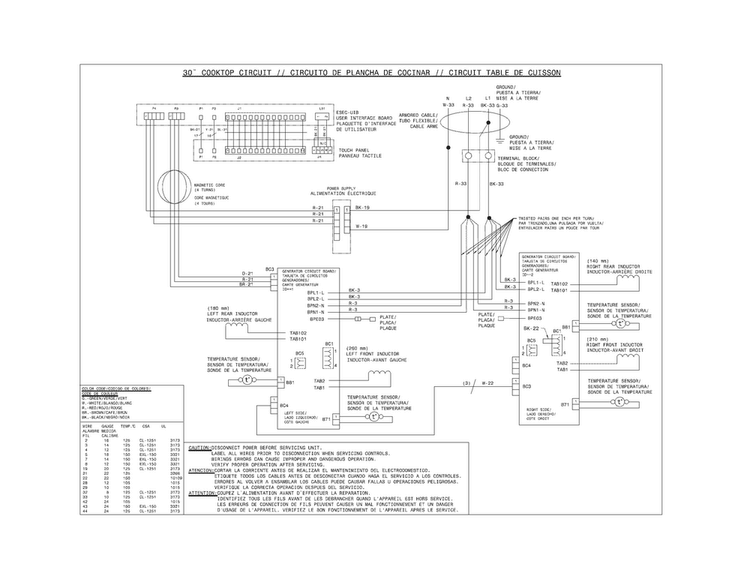 Wiring Diagram Diagram and Parts List for E30IC80QSS0  Electrolux Cooktop