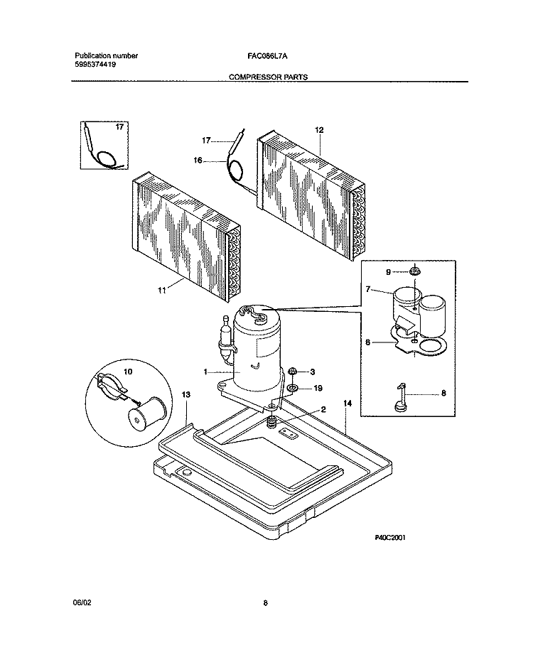 SYSTEM Diagram and Parts List for FAC086L7A2  Frigidaire Air Conditioner