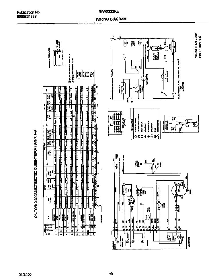 131821600 WIRING DIAGRAM Diagram and Parts List for WWX223RED0  Frigidaire Washer