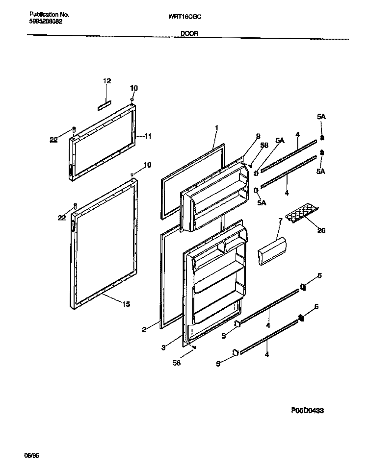 DOOR Diagram and Parts List for WRT16CGCD0  Frigidaire Refrigerator