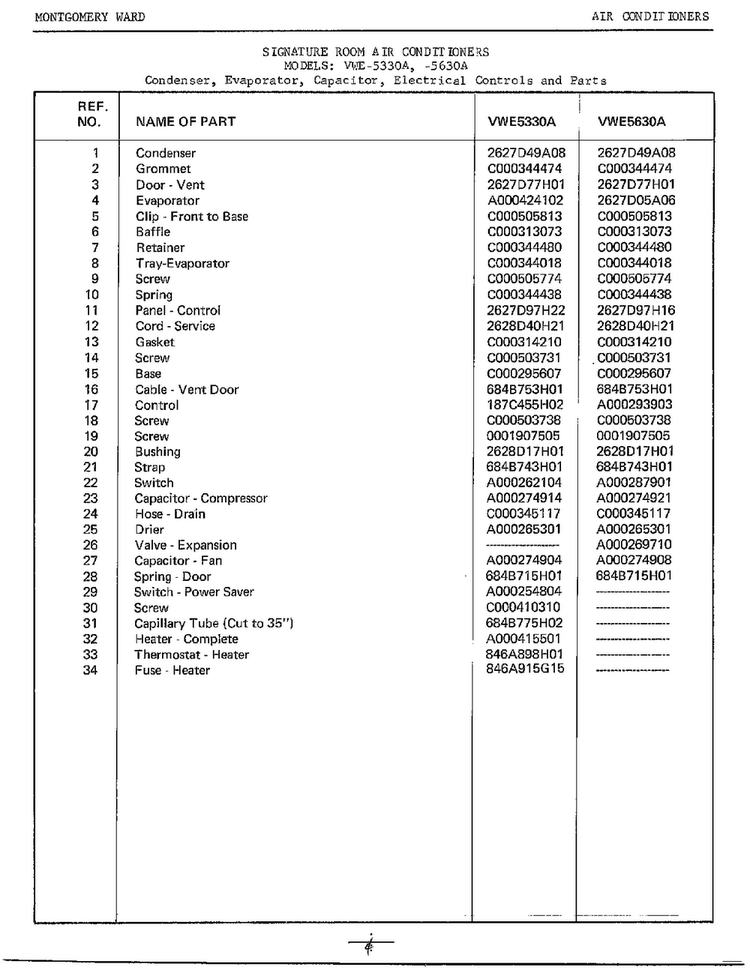 Condenser/evaporator/etc. Page 2 Diagram and Parts List for 5330A  Frigidaire Air Conditioner