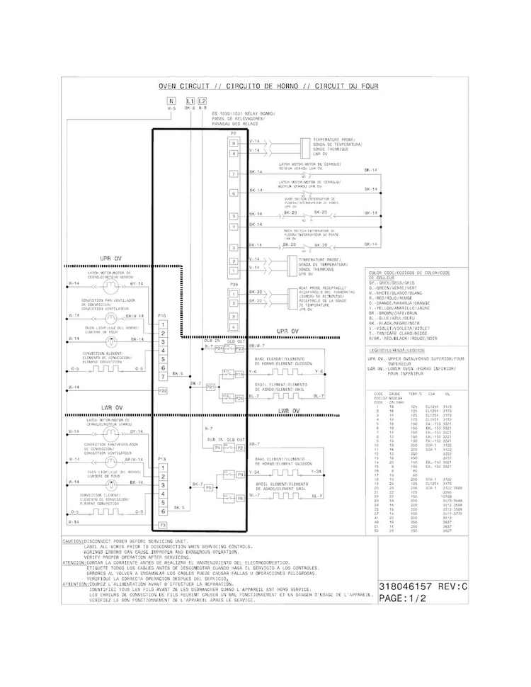 Wiring Diagram Diagram and Parts List for FGEF308TNFB  Frigidaire Range