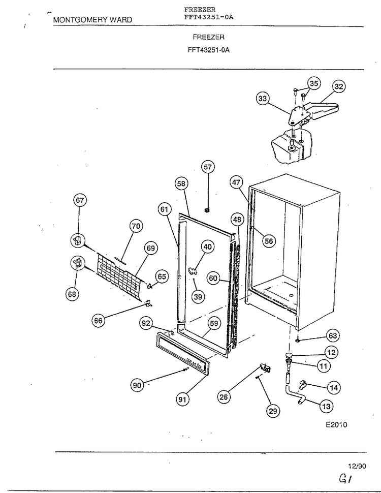 Freezer Page 3 Diagram and Parts List for 43251-0A  Frigidaire Freezer