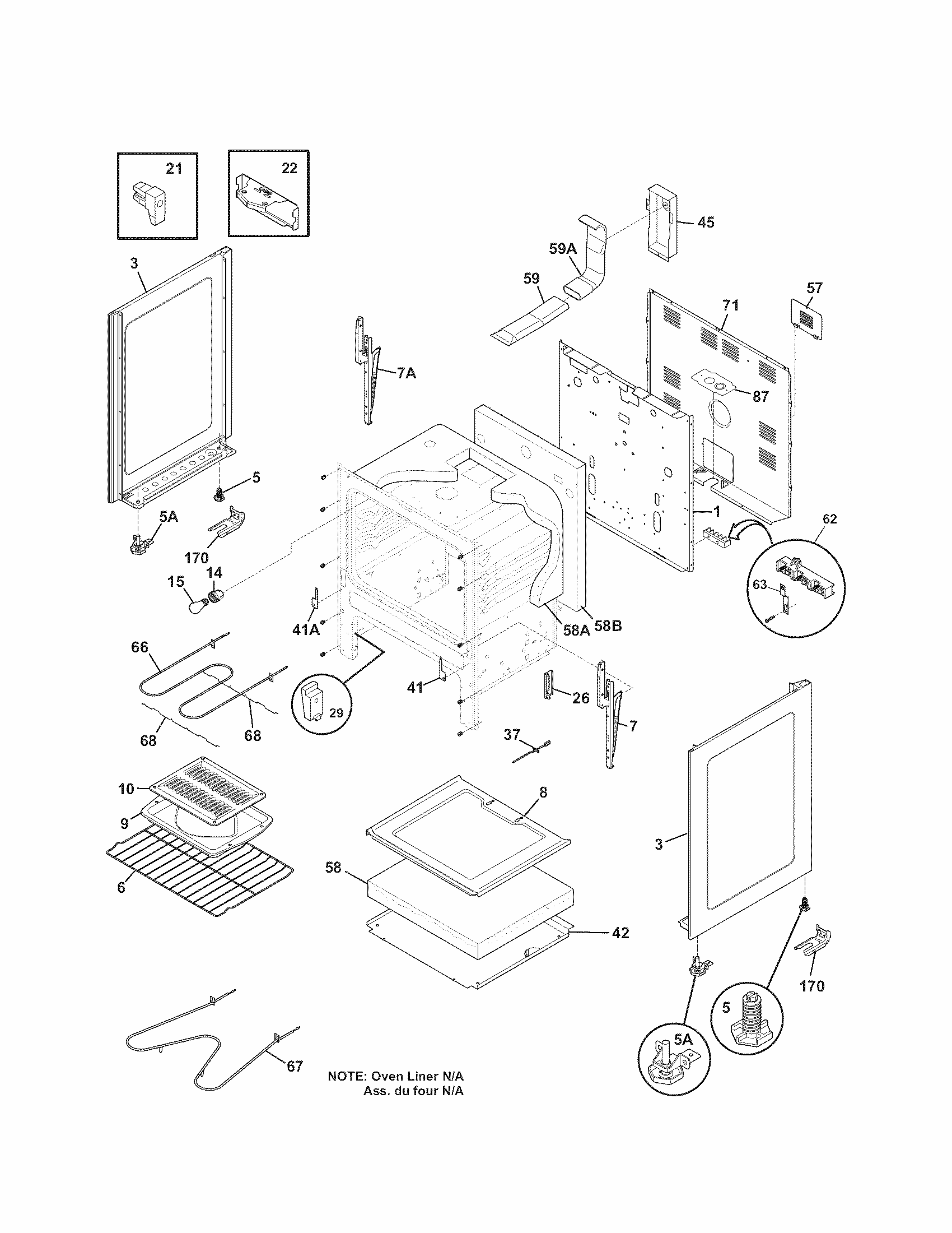 Body Diagram and Parts List for 79093013310  Kenmore Range