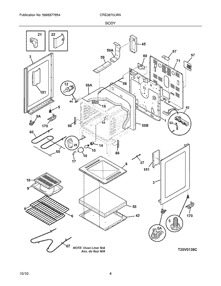 BODY Diagram and Parts List for CRE3870LWA  Crosley Range