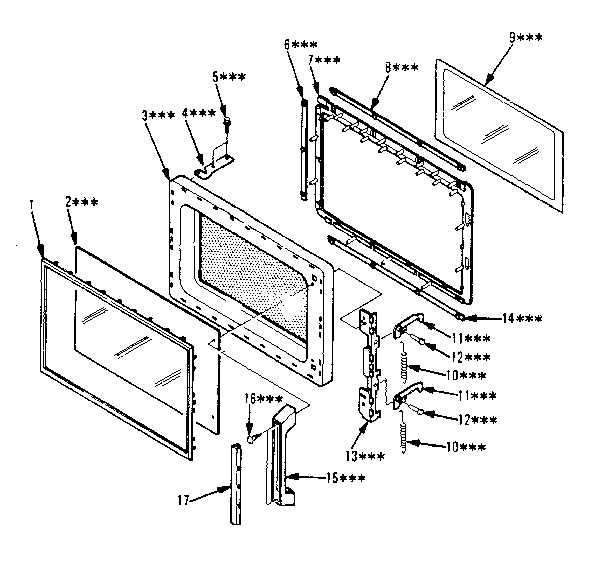 Door Parts Diagram and Parts List for 5648748610  Kenmore Microwave