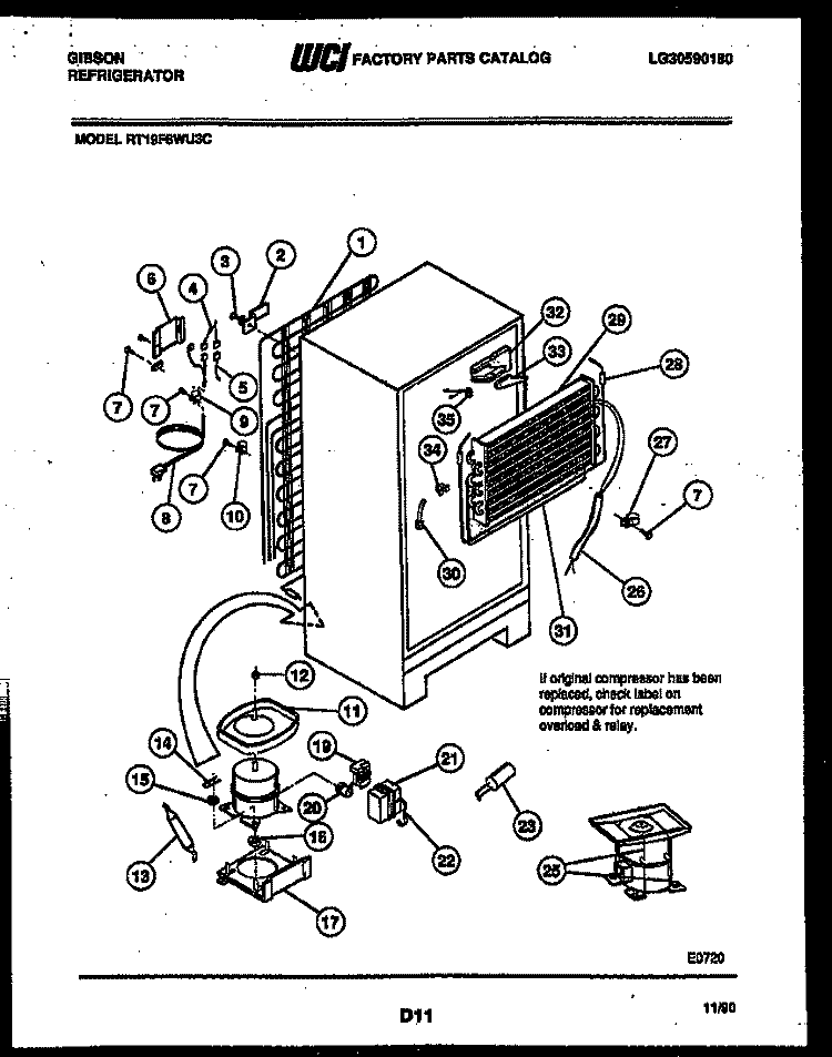 SYSTEM AND AUTOMATIC DEFROST PARTS Diagram and Parts List for RT19F8WU3C  Gibson Refrigerator
