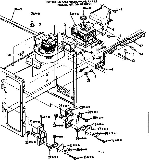 Switches And Microwave Parts Diagram and Parts List for 5649998110  Kenmore Microwave