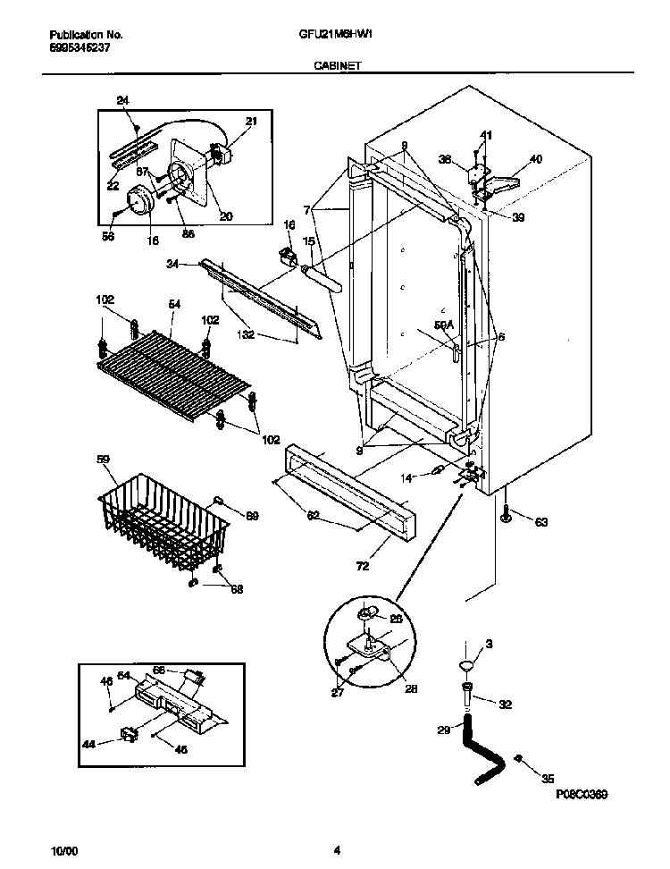 Cabinet Diagram and Parts List for GFU21M6HW1  Gibson Freezer
