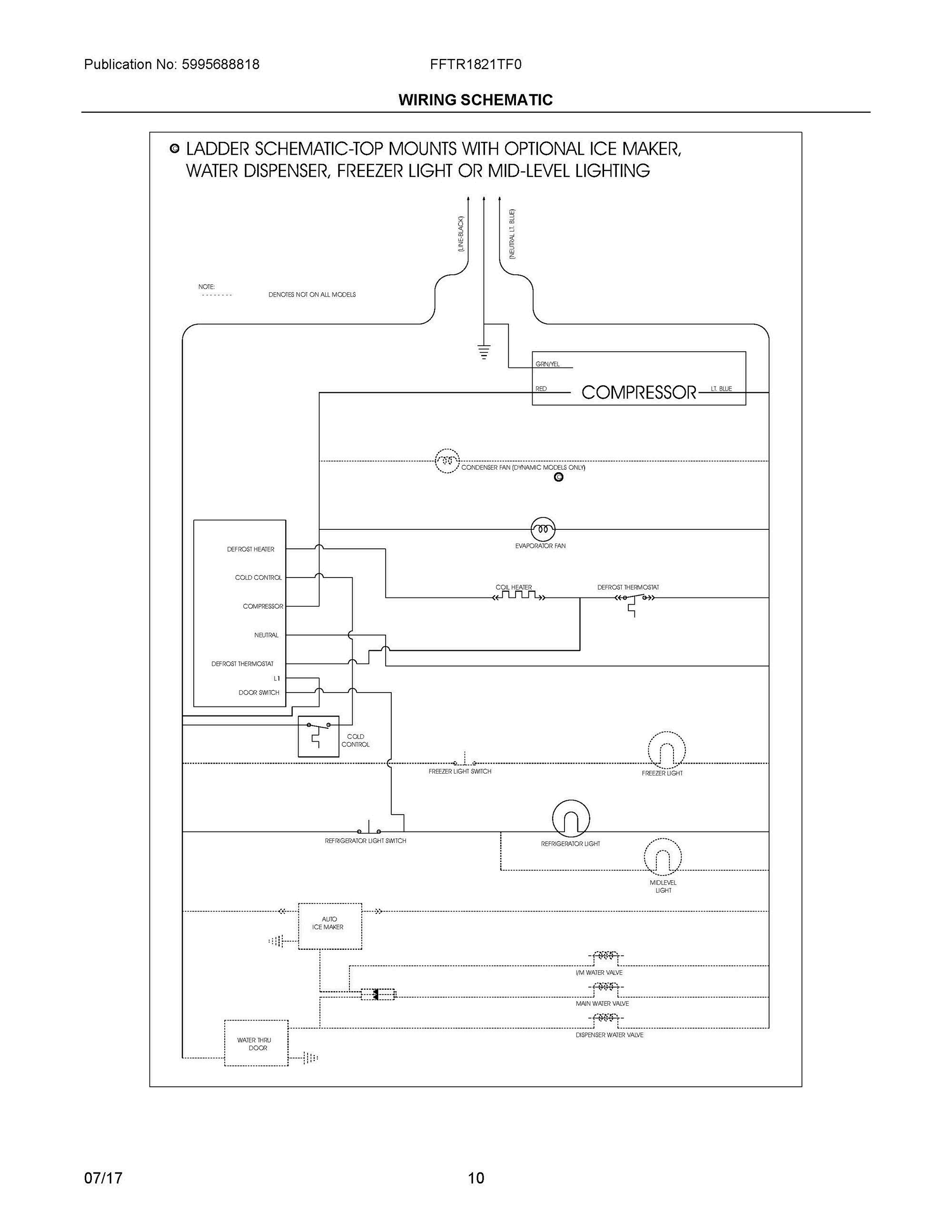 06 - WIRING SCHEMATIC Diagram and Parts List for FFTR1821TF0  Frigidaire Refrigerator