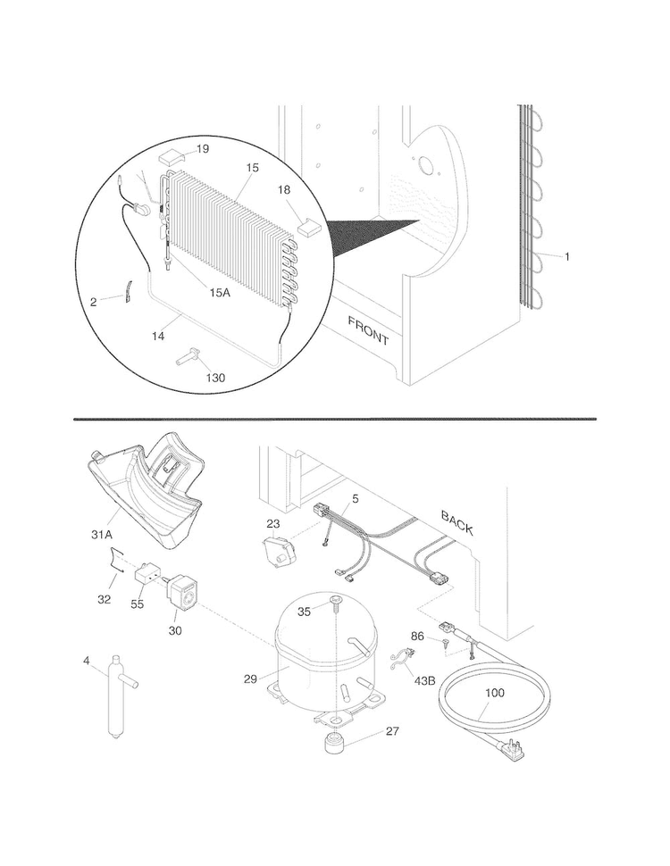 System Diagram and Parts List for 25328732C0  Kenmore Freezer