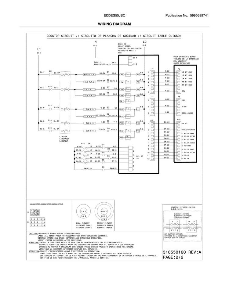 Wiring Diagram Diagram and Parts List for EI30ES55JSC  Electrolux Range