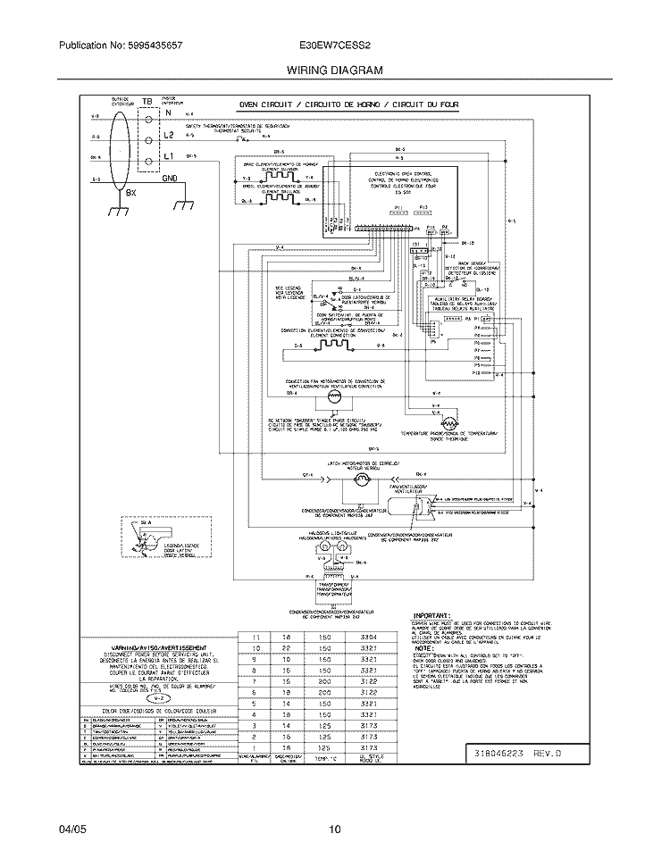 WIRING DIAGRAM Diagram and Parts List for E30EW7CESS2  Electrolux Wall Oven