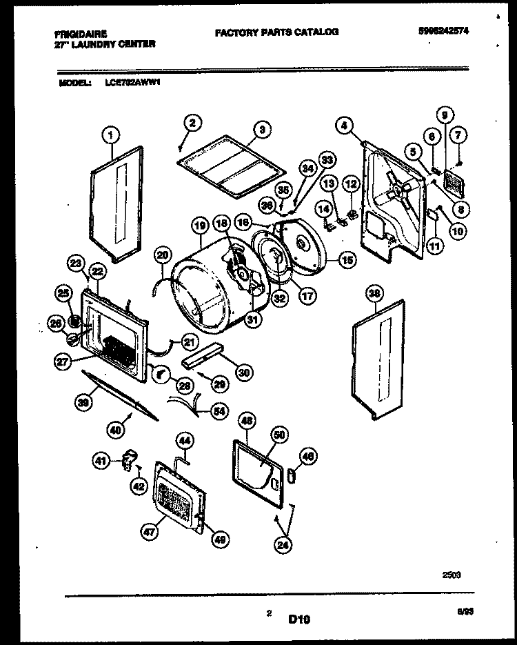 CABINET AND COMPONENT PARTS Diagram and Parts List for LCE702ADD1  Frigidaire Washer Dryer Combo
