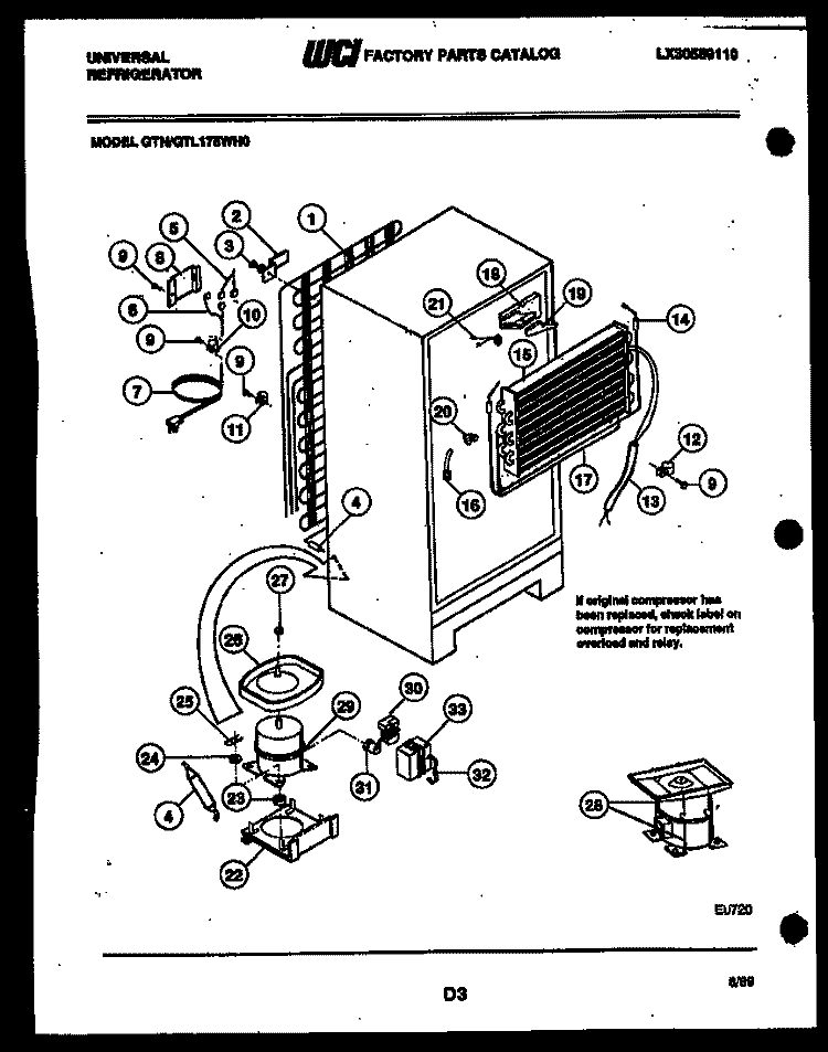 SYSTEM AND AUTOMATIC DEFROST PARTS Diagram and Parts List for GTN175D0  Uni Refrigerator