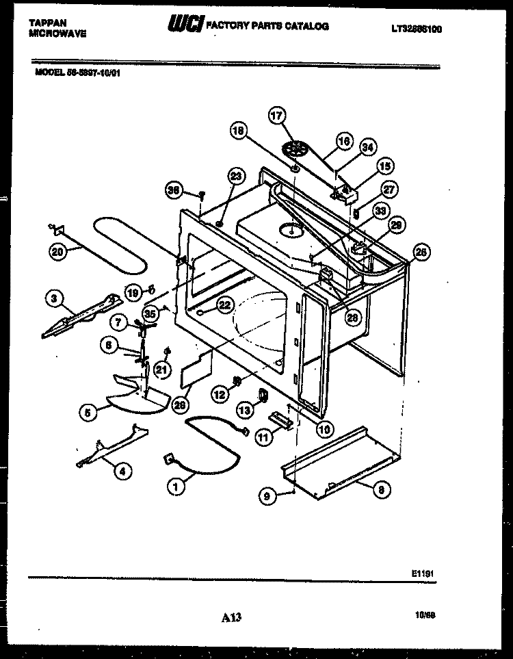 BODY PARTS Diagram and Parts List for 56-5897-10-01  Tappan Microwave