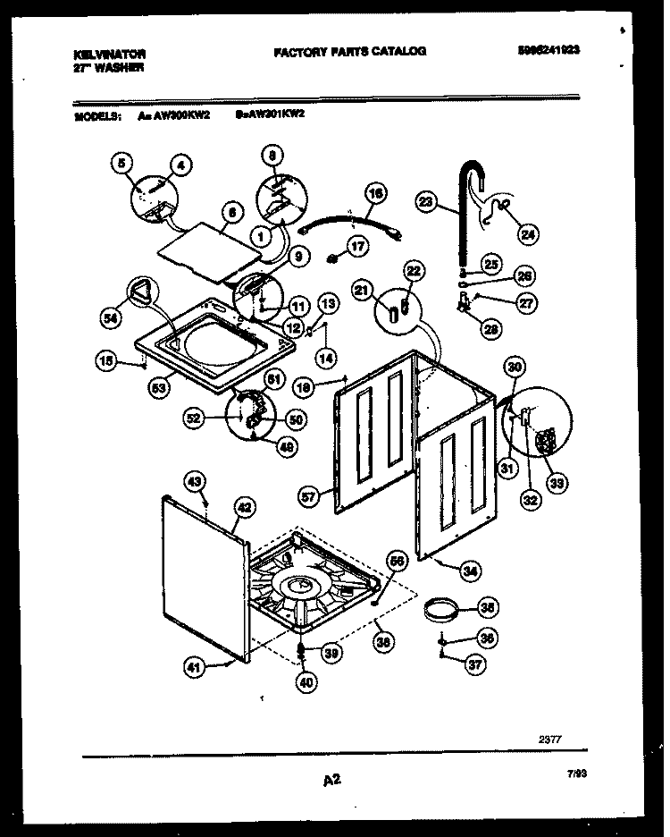 CABINET PARTS Diagram and Parts List for AW300KW2  Kelvinator Washer