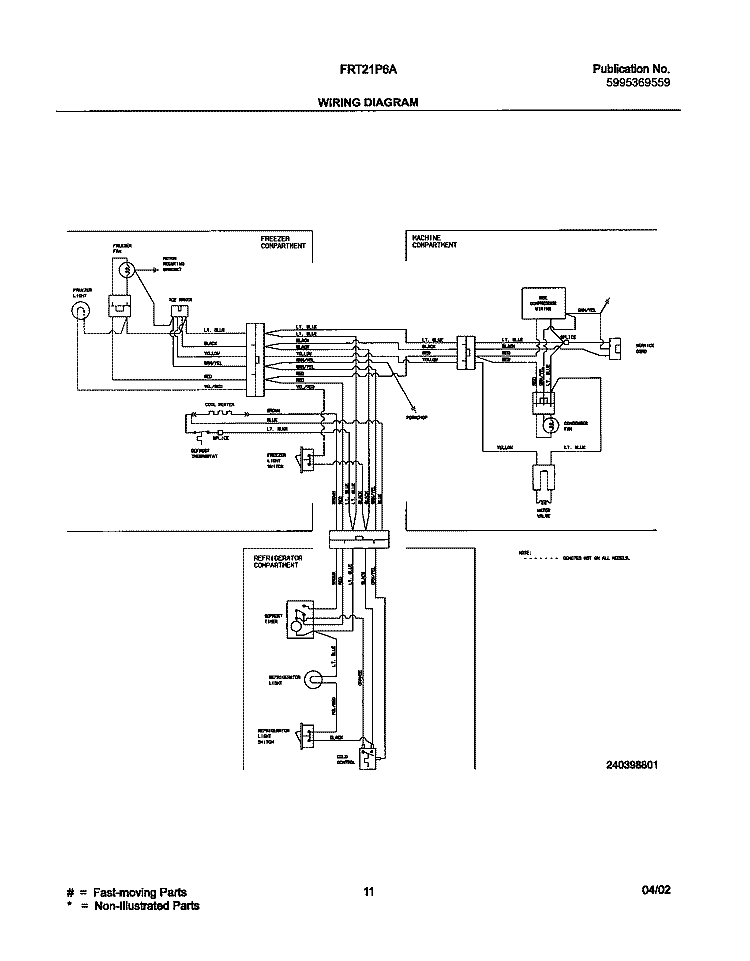 WIRING DIAGRAM Diagram and Parts List for FRT21P6BSB0  Frigidaire Refrigerator