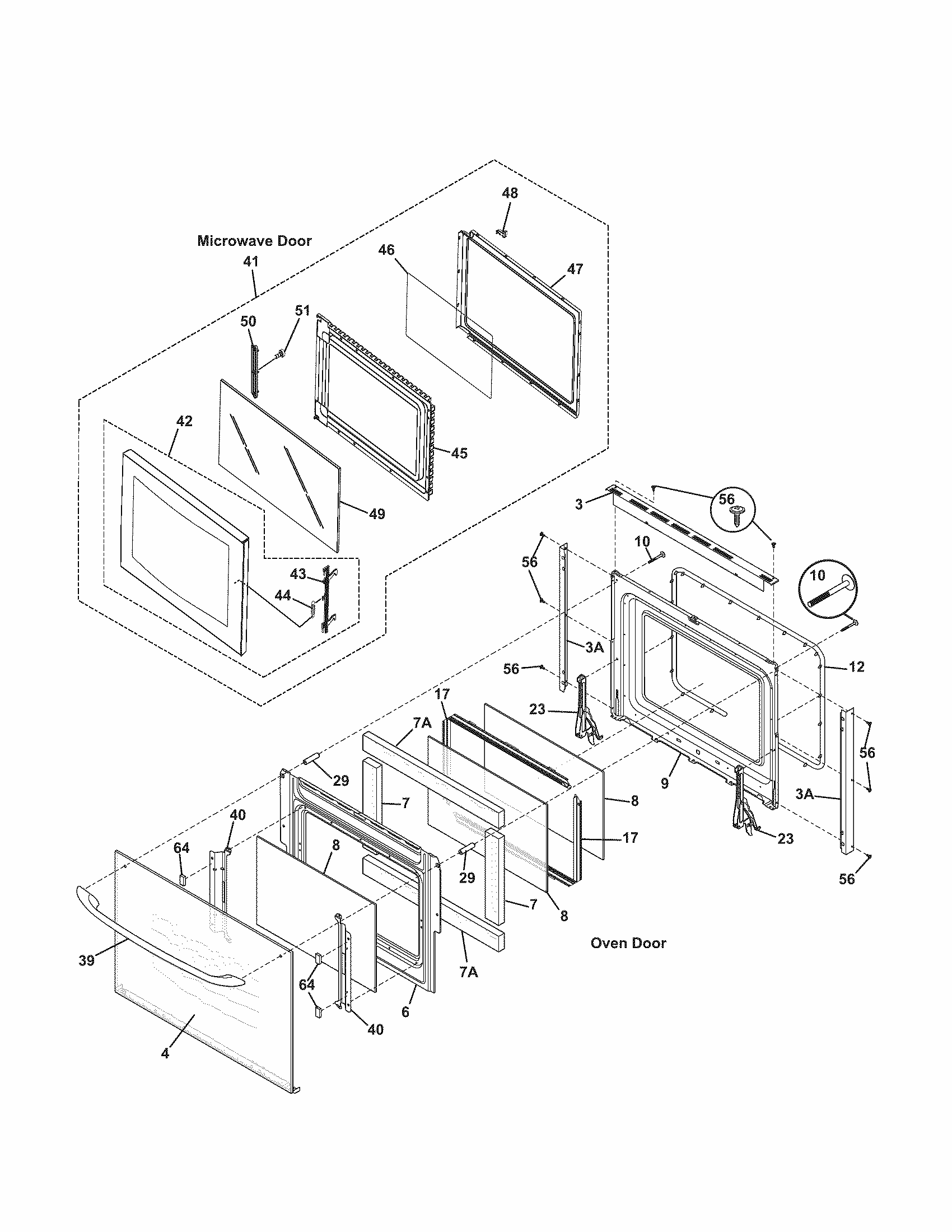 Doors Diagram and Parts List for 79047849401  Kenmore Microwave