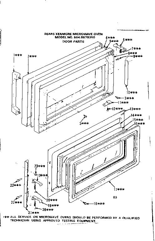 Door Parts Diagram and Parts List for 5648578310  Kenmore Microwave