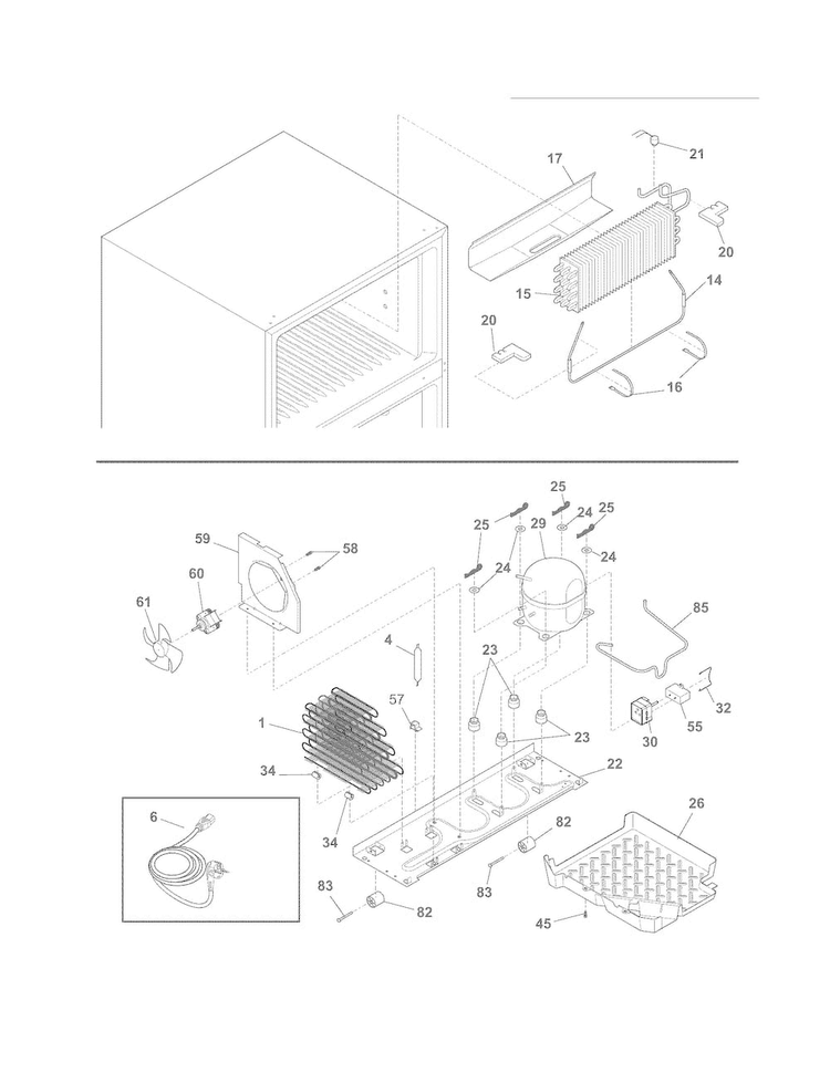System Diagram and Parts List for WRT21MG3AWR  Westinghouse Refrigerator