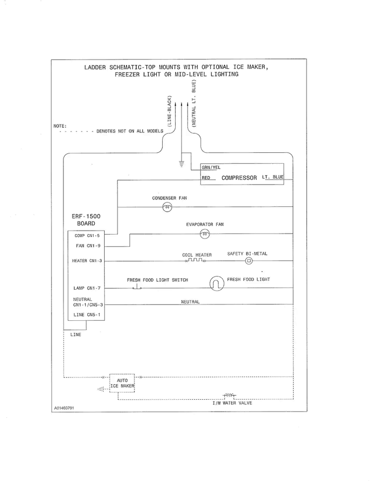 Wiring Schematic Diagram and Parts List for FFTR1514QW2  Frigidaire Refrigerator