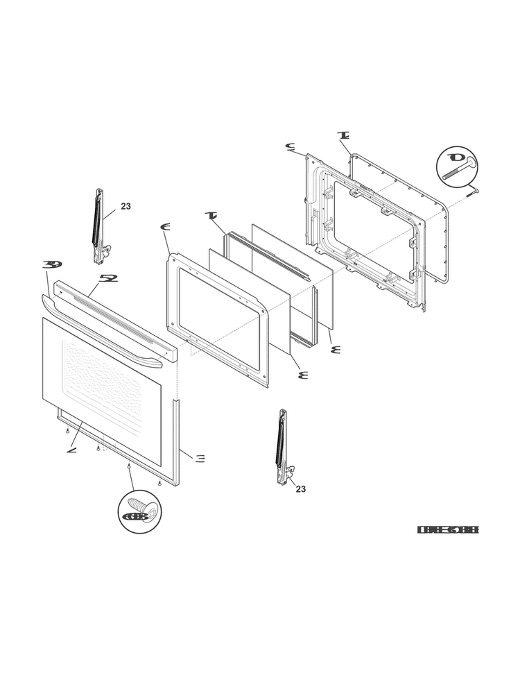 Door Diagram and Parts List for FFLF3017LWD  Frigidaire Range