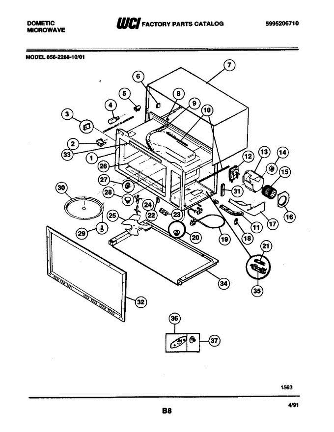 06 - Wrapper Diagram and Parts List for 856-2288-10 01 Frigidaire Microwave
