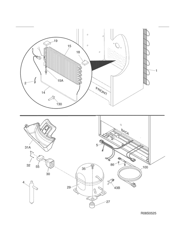 System Diagram and Parts List for 253280528016  Kenmore Freezer