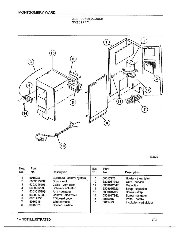 Air Conditioner Page 2 Diagram and Parts List for 5198C  Frigidaire Air Conditioner
