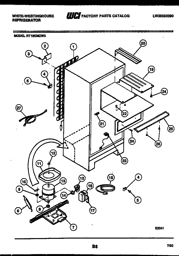 SYSTEM AND AUTOMATIC DEFROST PARTS Diagram and Parts List for RT150MCH0  Frigidaire Refrigerator