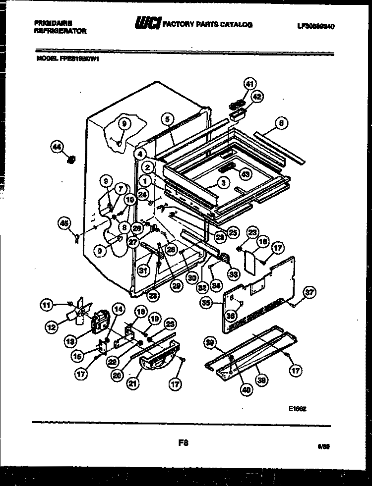 INTERIOR PARTS Diagram and Parts List for FPES19BDL1  Frigidaire Refrigerator