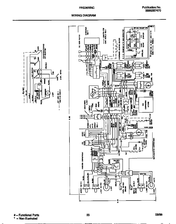 WIRING DIAGRAM Diagram and Parts List for FRS26WNCW3  Frigidaire Refrigerator