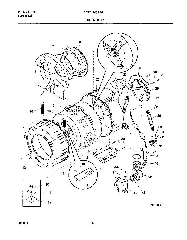 WSHR TUB, MOTOR Diagram and Parts List for CRTF1240AS0  Frigidaire Washer