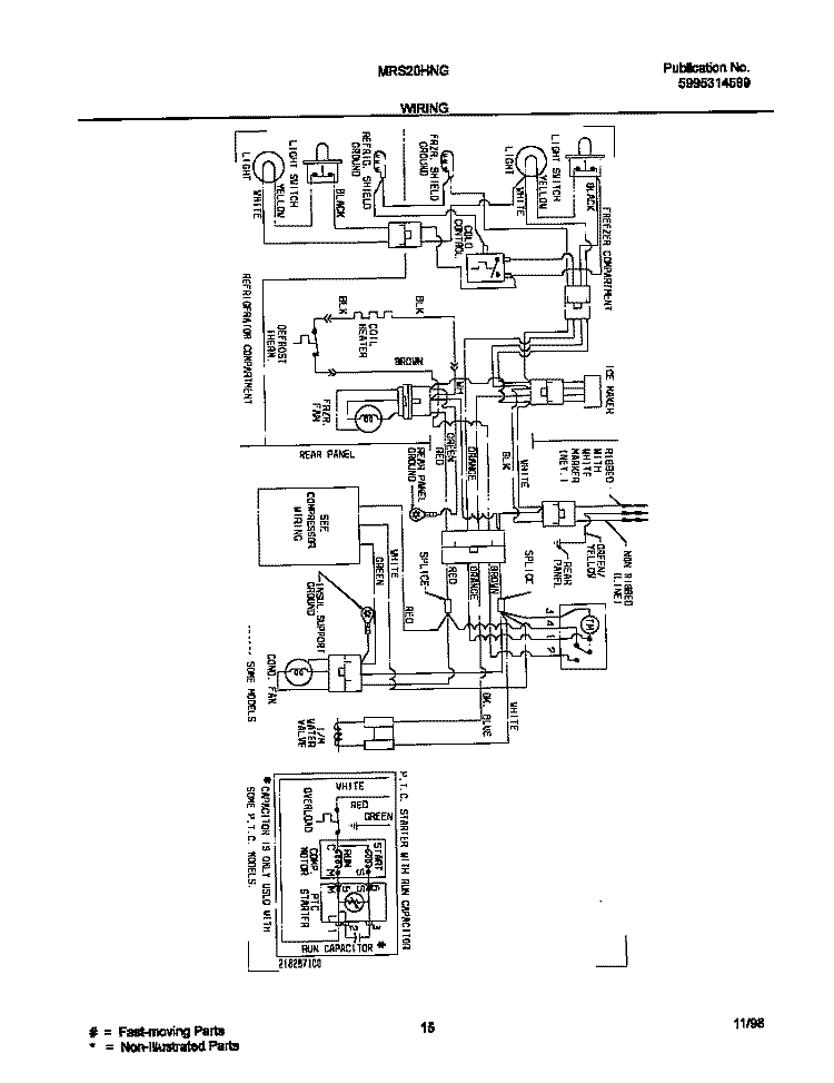 WIRING DIAGRAM Diagram and Parts List for MRS20HNGD0  Frigidaire Refrigerator