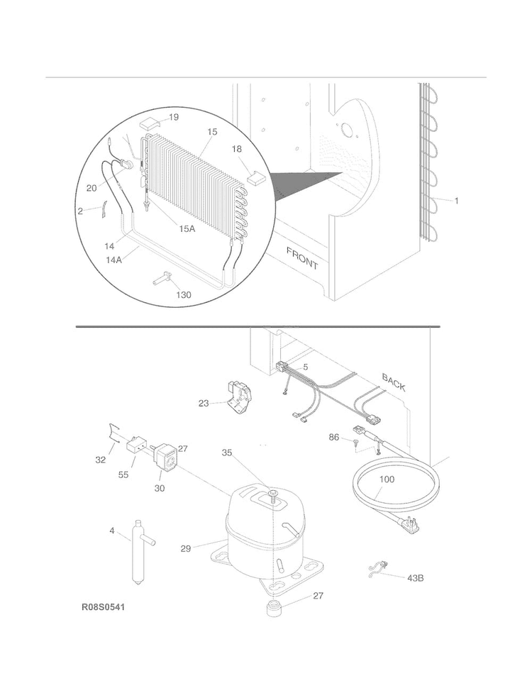 System Diagram and Parts List for 25360722013  Kenmore Refrigerator