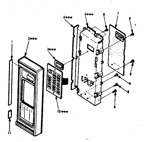 Control Panel Parts Diagram and Parts List for 5648678610  Kenmore Microwave