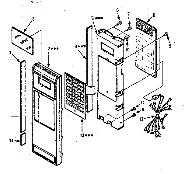 Control Panel Parts Diagram and Parts List for 5648773581  Kenmore Microwave