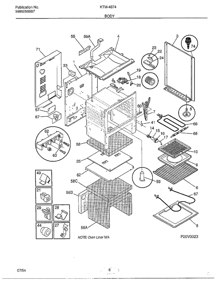 Body Page 3 Diagram and Parts List for 4847-80B  Frigidaire Range