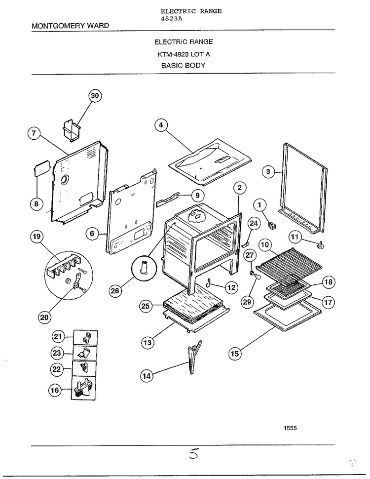 Basic Body Diagram and Parts List for 4823A  Frigidaire Range