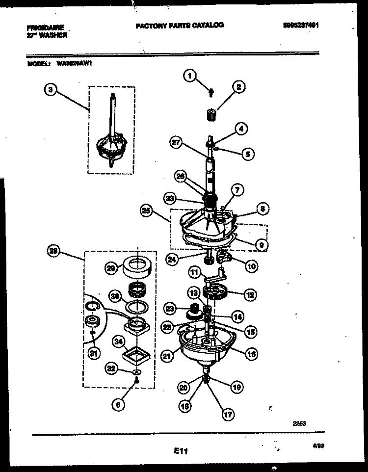 TRANSMISSION PARTS Diagram and Parts List for WA6520AL1  Frigidaire Washer
